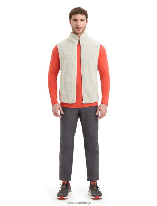 Icebreaker realfleece merino augstas pāļu veste vīriešiem ekru virši/sniegs apģērbs 622ZJ234
