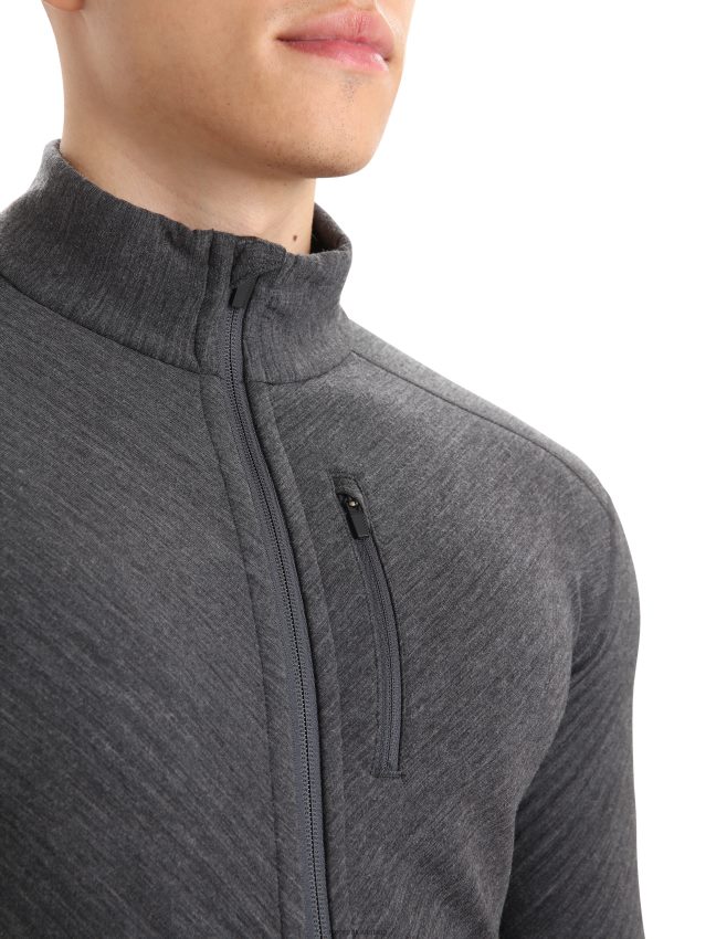Icebreaker realfleece merino descender jaka ar rāvējslēdzēju ar garām piedurknēm vīriešiem strūklas virši/melns apģērbs 622ZJ225