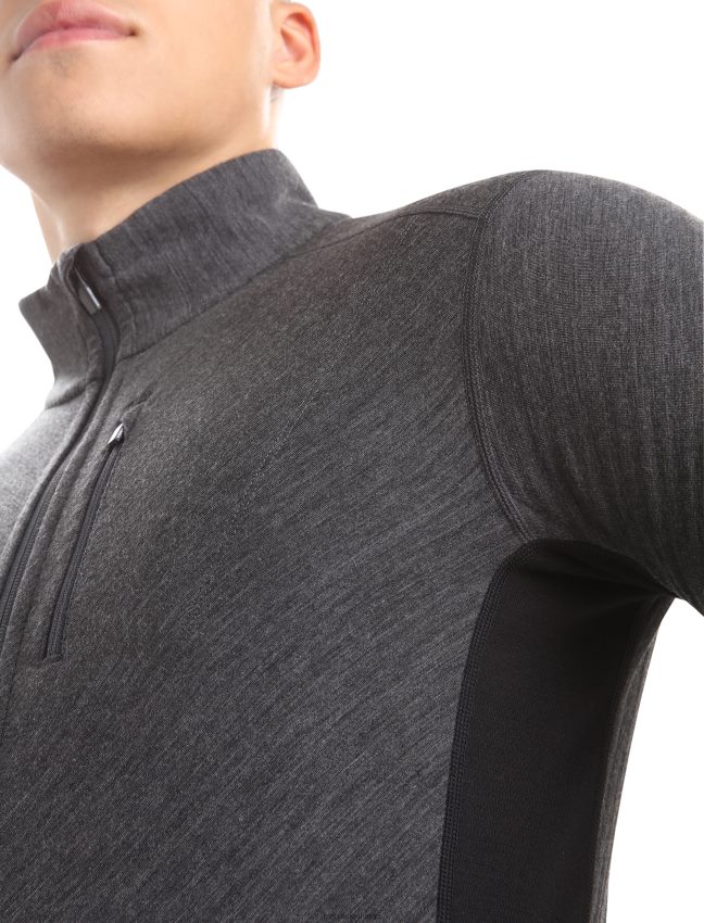 Icebreaker realfleece merino descender jaka ar rāvējslēdzēju ar garām piedurknēm vīriešiem strūklas virši/melns apģērbs 622ZJ225