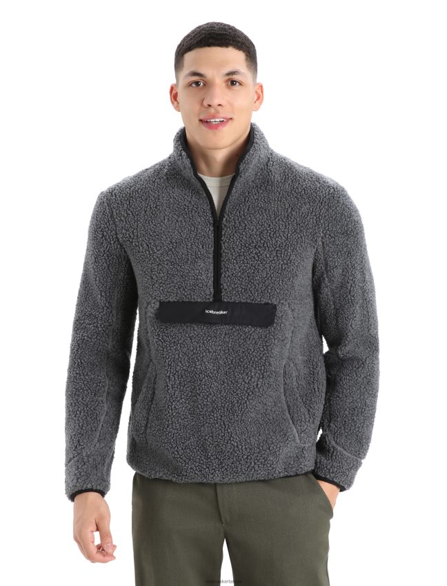 Icebreaker realfleece merino jaka ar garām piedurknēm ar pusi rāvējslēdzēju vīriešiem smilšakmens virši/melns apģērbs 622ZJ232