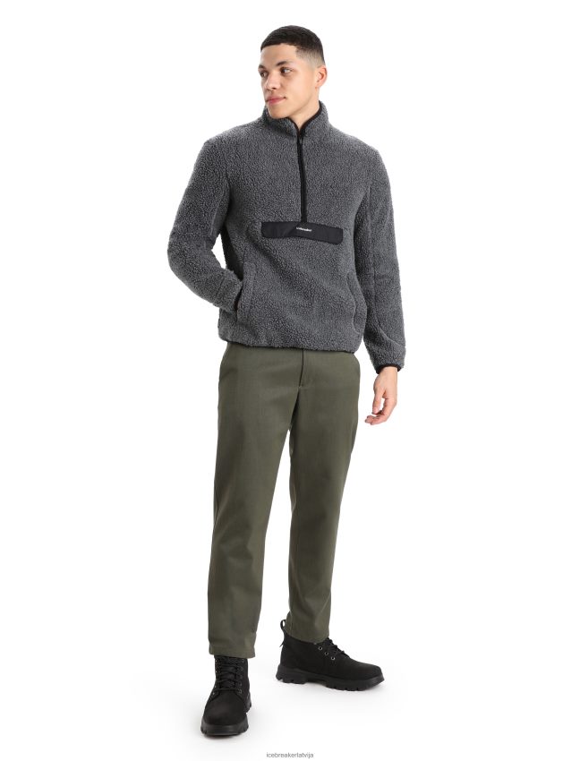 Icebreaker realfleece merino jaka ar garām piedurknēm ar pusi rāvējslēdzēju vīriešiem smilšakmens virši/melns apģērbs 622ZJ232