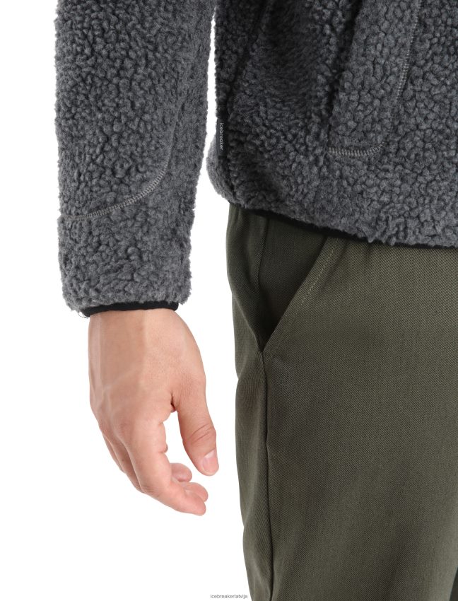 Icebreaker realfleece merino jaka ar garām piedurknēm ar pusi rāvējslēdzēju vīriešiem smilšakmens virši/melns apģērbs 622ZJ232