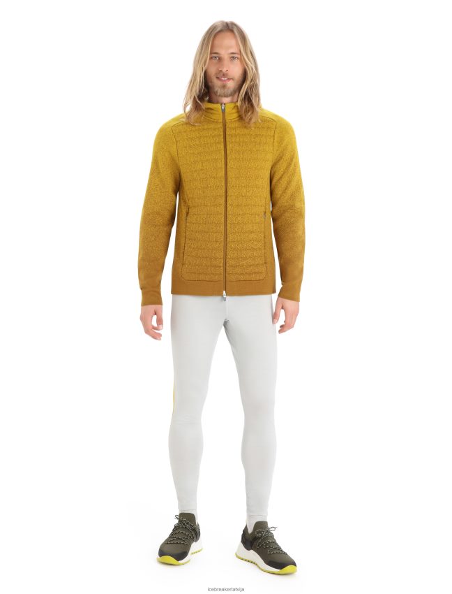 Icebreaker zoneknit merino izolēts kapuci ar garām piedurknēm ar rāvējslēdzēju vīriešiem krustnagliņa/klusais zelts apģērbs 622ZJ404