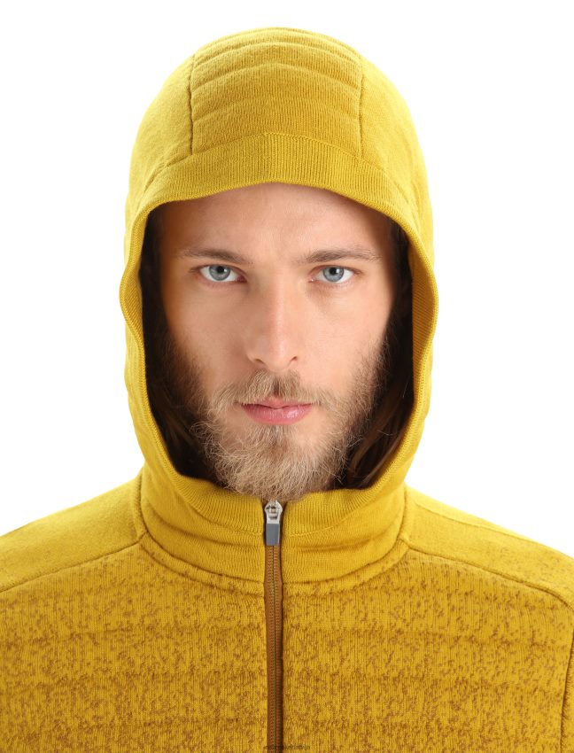 Icebreaker zoneknit merino izolēts kapuci ar garām piedurknēm ar rāvējslēdzēju vīriešiem krustnagliņa/klusais zelts apģērbs 622ZJ404