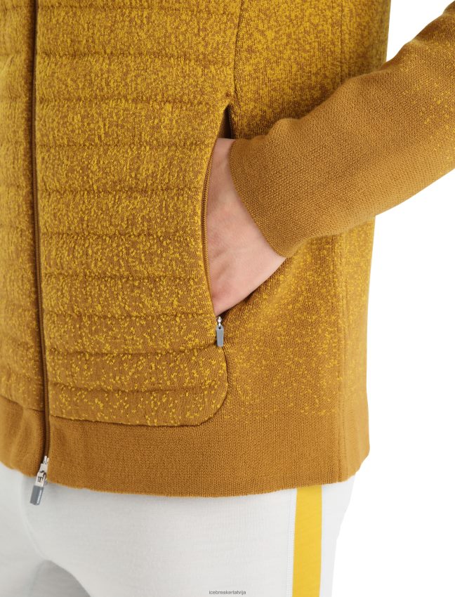 Icebreaker zoneknit merino izolēts kapuci ar garām piedurknēm ar rāvējslēdzēju vīriešiem krustnagliņa/klusais zelts apģērbs 622ZJ404