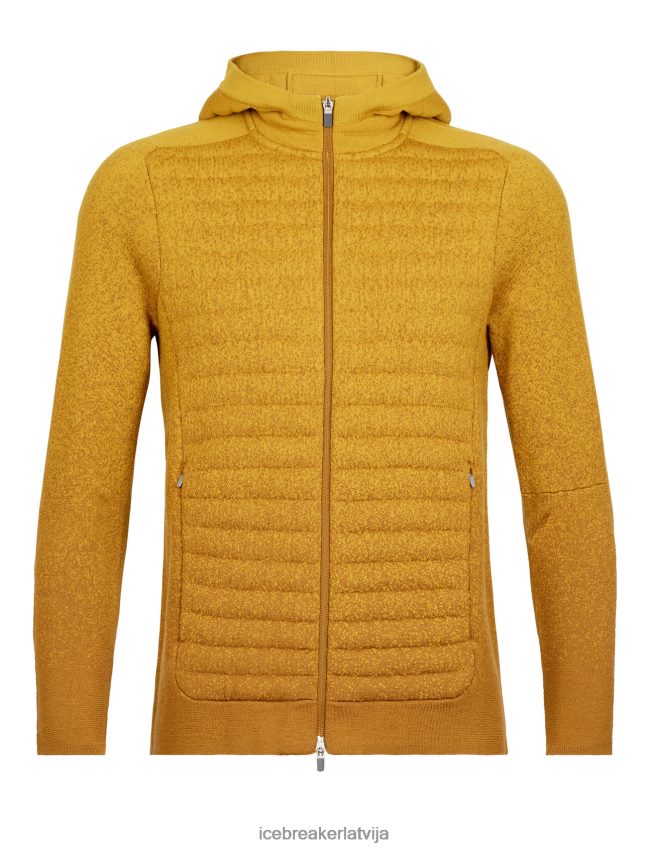 Icebreaker zoneknit merino izolēts kapuci ar garām piedurknēm ar rāvējslēdzēju vīriešiem krustnagliņa/klusais zelts apģērbs 622ZJ404