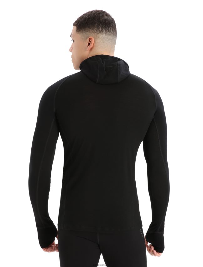 Icebreaker zoneknit merino izolēts termo kapuci ar garām piedurknēm vīriešiem melns apģērbs 622ZJ181
