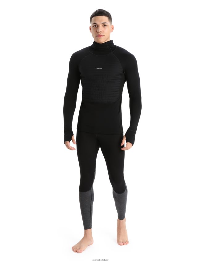 Icebreaker zoneknit merino izolēts termo kapuci ar garām piedurknēm vīriešiem melns apģērbs 622ZJ181
