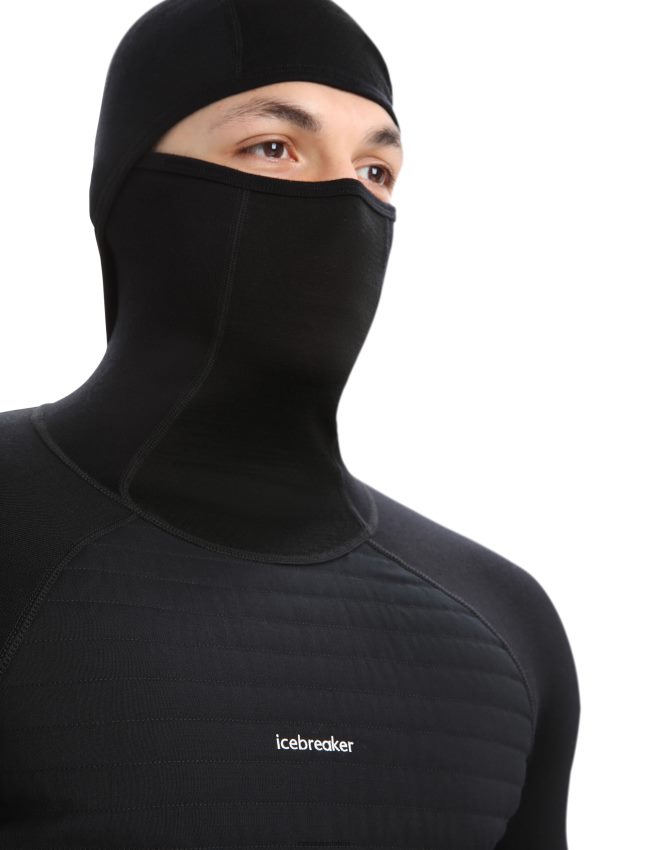 Icebreaker zoneknit merino izolēts termo kapuci ar garām piedurknēm vīriešiem melns apģērbs 622ZJ181
