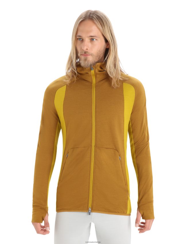 Icebreaker zoneknit merino kapuci ar garām piedurknēm ar rāvējslēdzēju vīriešiem krustnagliņa/klusais zelts apģērbs 622ZJ408