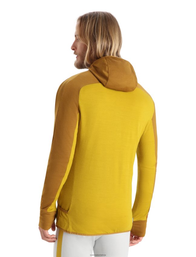 Icebreaker zoneknit merino kapuci ar garām piedurknēm ar rāvējslēdzēju vīriešiem krustnagliņa/klusais zelts apģērbs 622ZJ408
