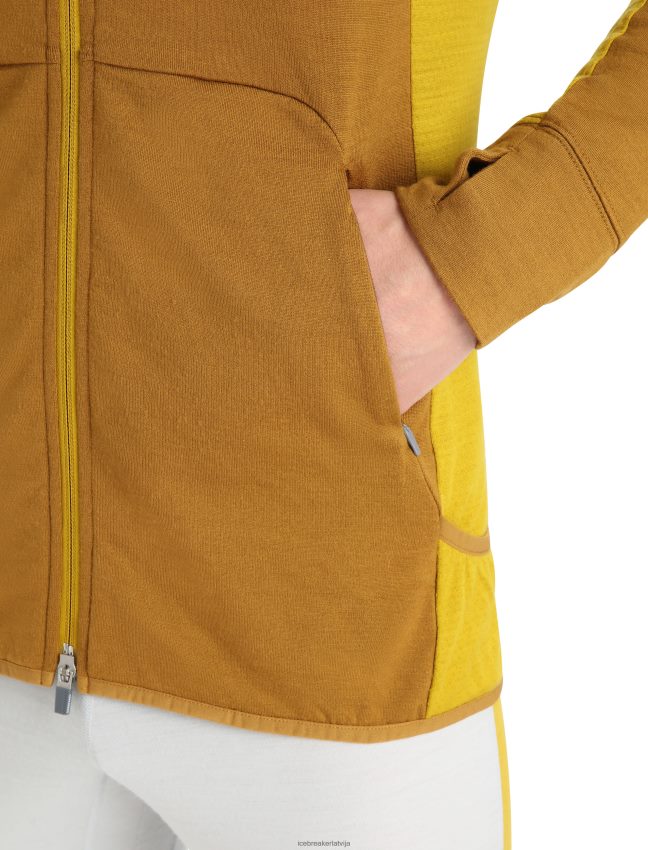 Icebreaker zoneknit merino kapuci ar garām piedurknēm ar rāvējslēdzēju vīriešiem krustnagliņa/klusais zelts apģērbs 622ZJ408