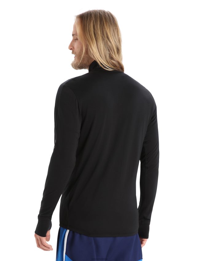 Icebreaker zoneknit merino rāvējslēdzēja augšdaļa ar garām piedurknēm vīriešiem melns apģērbs 622ZJ229