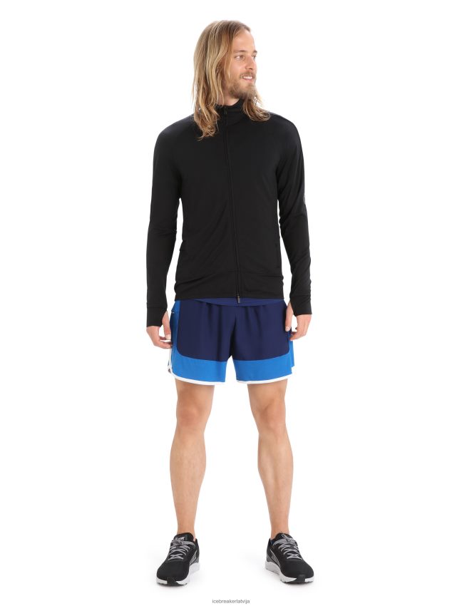 Icebreaker zoneknit merino rāvējslēdzēja augšdaļa ar garām piedurknēm vīriešiem melns apģērbs 622ZJ229