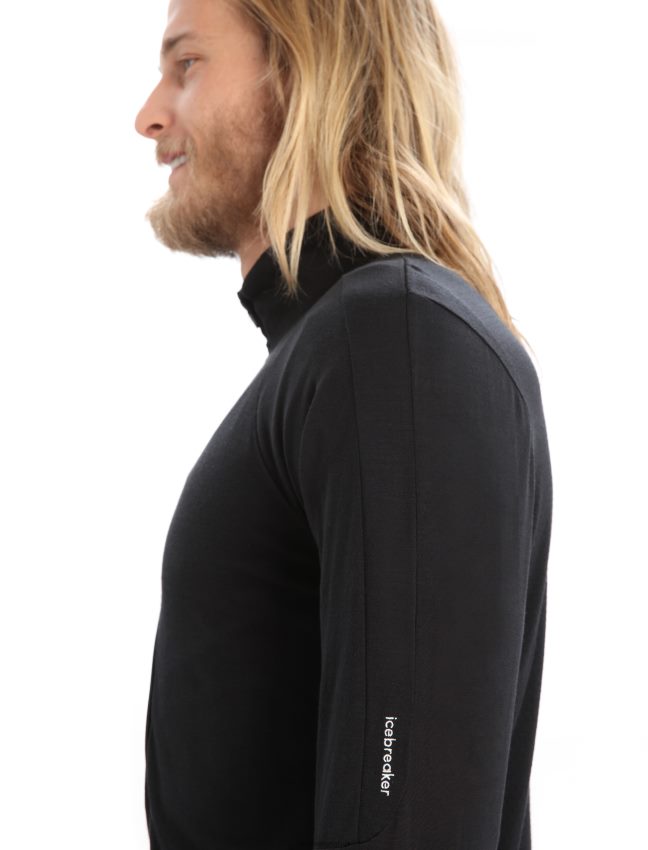 Icebreaker zoneknit merino rāvējslēdzēja augšdaļa ar garām piedurknēm vīriešiem melns apģērbs 622ZJ229
