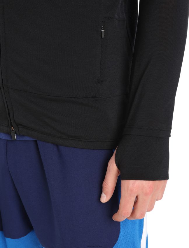 Icebreaker zoneknit merino rāvējslēdzēja augšdaļa ar garām piedurknēm vīriešiem melns apģērbs 622ZJ229