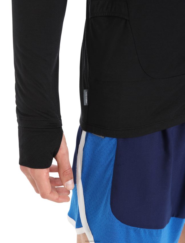 Icebreaker zoneknit merino rāvējslēdzēja augšdaļa ar garām piedurknēm vīriešiem melns apģērbs 622ZJ229