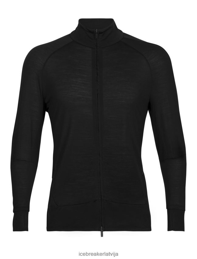 Icebreaker zoneknit merino rāvējslēdzēja augšdaļa ar garām piedurknēm vīriešiem melns apģērbs 622ZJ229