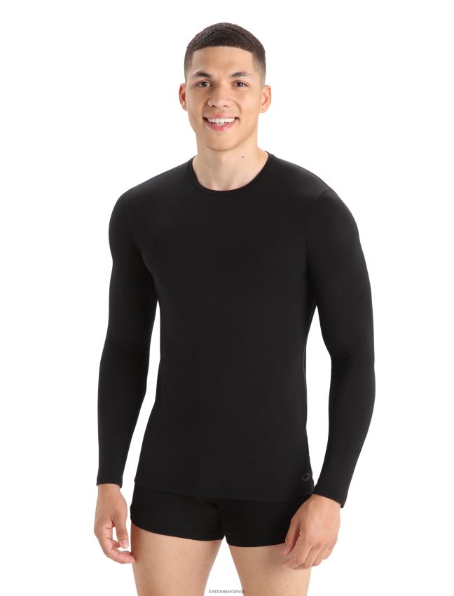 Icebreaker merino anatomica crewe t-krekls ar garām piedurknēm vīriešiem melns apģērbs 622ZJ1