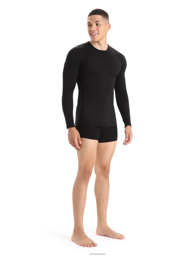 Icebreaker merino anatomica crewe t-krekls ar garām piedurknēm vīriešiem melns apģērbs 622ZJ1