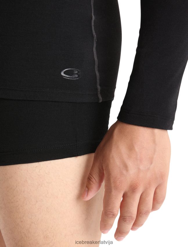 Icebreaker merino anatomica crewe t-krekls ar garām piedurknēm vīriešiem melns apģērbs 622ZJ1