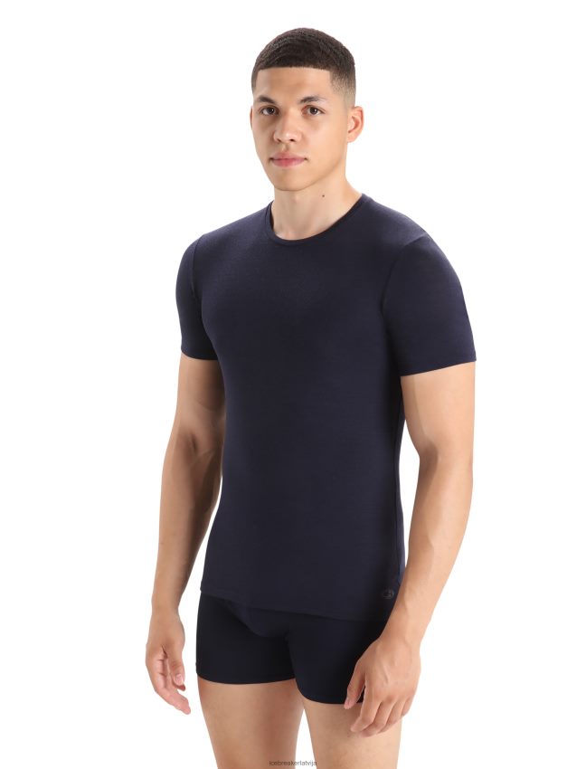 Icebreaker merino anatomica crewe t-krekls ar īsām piedurknēm vīriešiem pusnakts flote apģērbs 622ZJ129