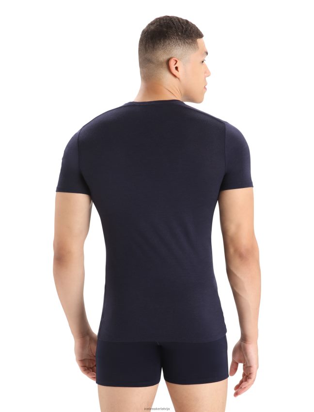 Icebreaker merino anatomica crewe t-krekls ar īsām piedurknēm vīriešiem pusnakts flote apģērbs 622ZJ129