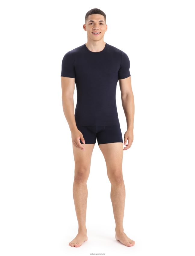Icebreaker merino anatomica crewe t-krekls ar īsām piedurknēm vīriešiem pusnakts flote apģērbs 622ZJ129