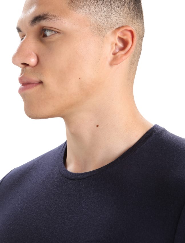 Icebreaker merino anatomica crewe t-krekls ar īsām piedurknēm vīriešiem pusnakts flote apģērbs 622ZJ129