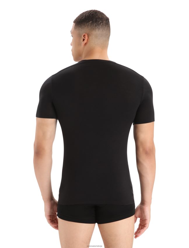 Icebreaker merino anatomica t-krekls ar īsām piedurknēm v kakla izgriezumā vīriešiem melns apģērbs 622ZJ123