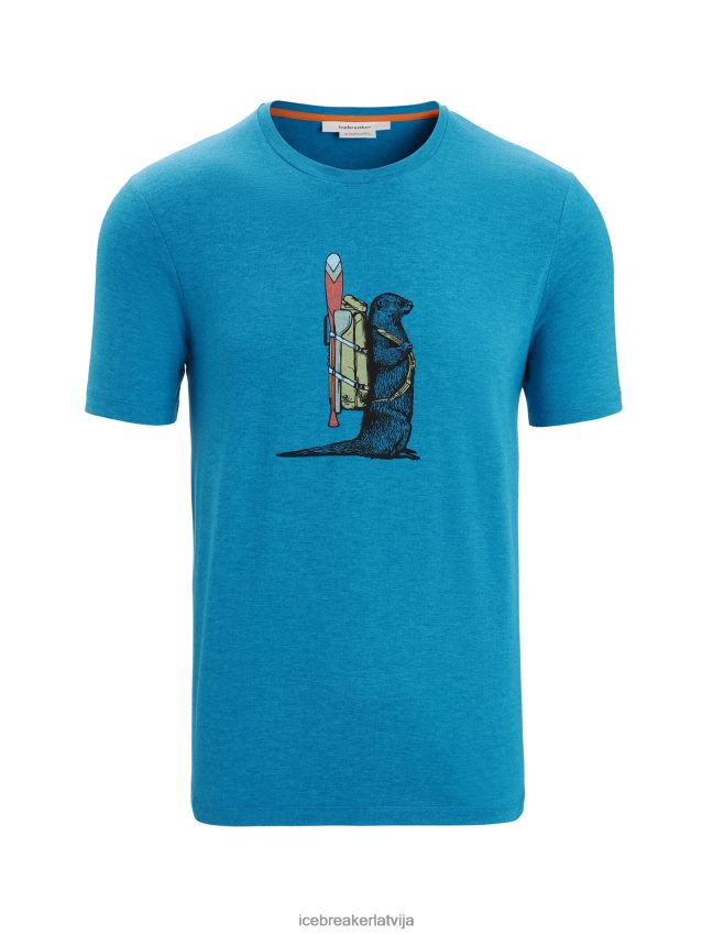 Icebreaker merino central classic īsu piedurkņu t-krekls ūdra airis vīriešiem ģeogrāfiski zils apģērbs 622ZJ61