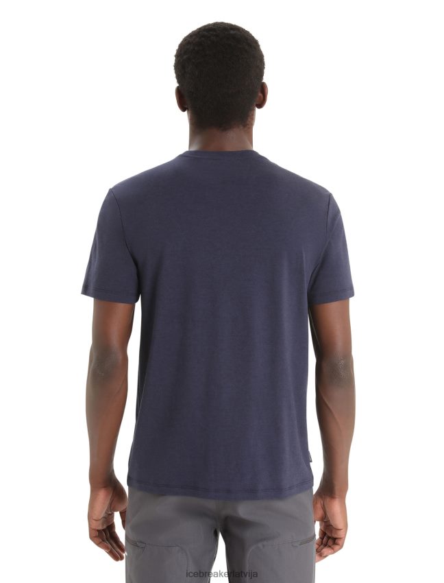 Icebreaker merino central classic t-krekls ar īsām piedurknēm vīriešiem pusnakts flote apģērbs 622ZJ51