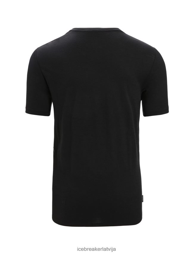 Icebreaker merino tech lite ii dabīgs t-krekls ar īsām piedurknēm vīriešiem melns apģērbs 622ZJ92
