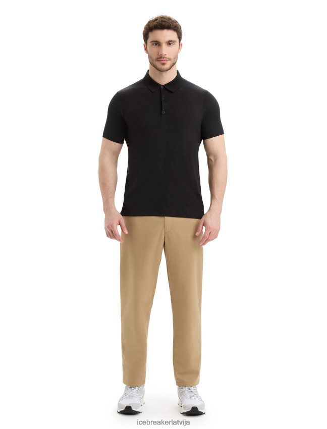 Icebreaker merino tech lite ii polo ar īsām piedurknēm vīriešiem melns apģērbs 622ZJ40
