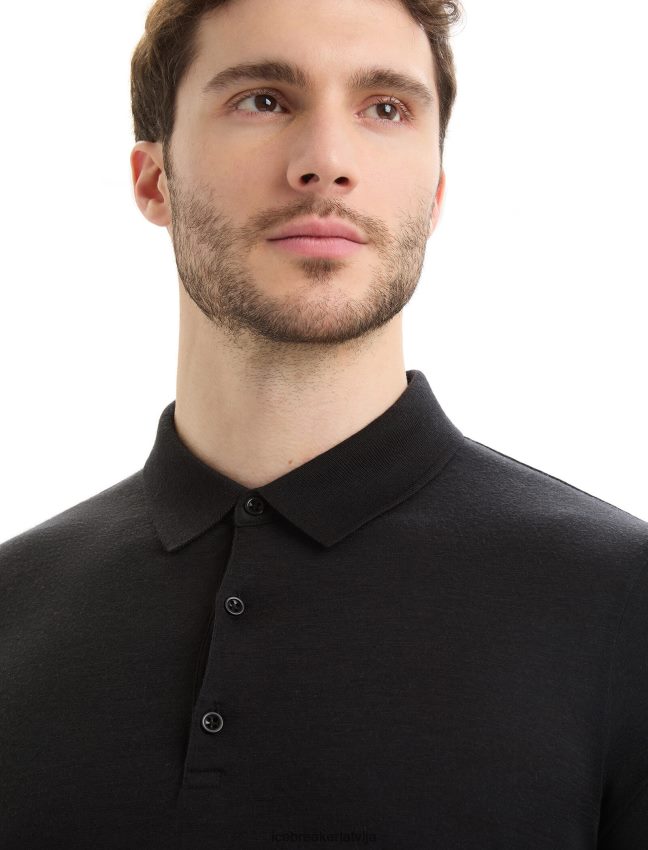 Icebreaker merino tech lite ii polo ar īsām piedurknēm vīriešiem melns apģērbs 622ZJ40