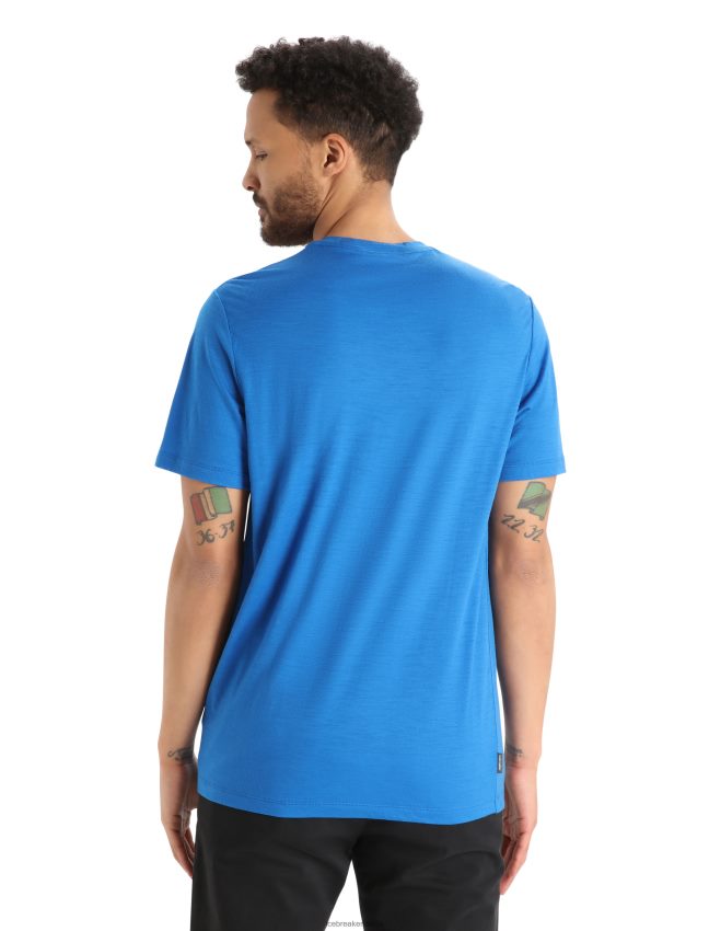 Icebreaker merino tech lite ii slēpošanas krekls ar īsām piedurknēm yeti vīriešiem lazurīts apģērbs 622ZJ364