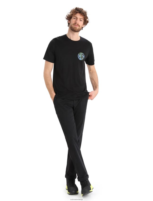Icebreaker merino tech lite ii t-krekla stāsts ar īsām piedurknēm vīriešiem melns apģērbs 622ZJ380
