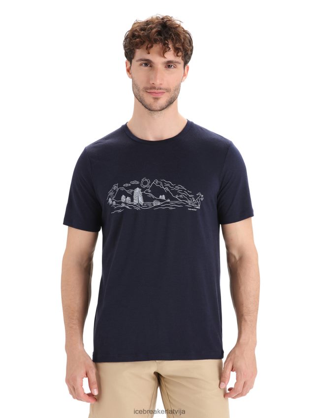 Icebreaker merino tech lite ii t-krekls ar īsām piedurknēm dabas sprints vīriešiem pusnakts flote apģērbs 622ZJ55