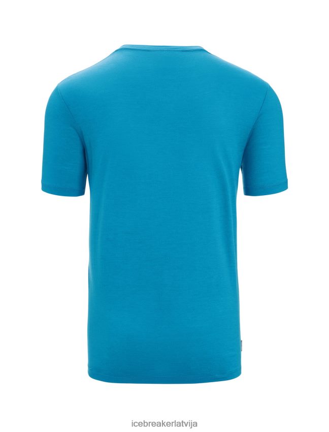 Icebreaker merino tech lite ii t-krekls ar īsām piedurknēm kadences ceļi vīriešiem ģeogrāfiski zils apģērbs 622ZJ57