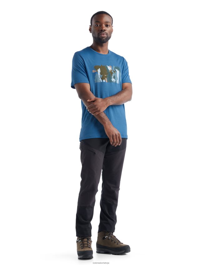 Icebreaker merino tech lite ii t-krekls ar īsām piedurknēm meža siena vīriešiem azul apģērbs 622ZJ478