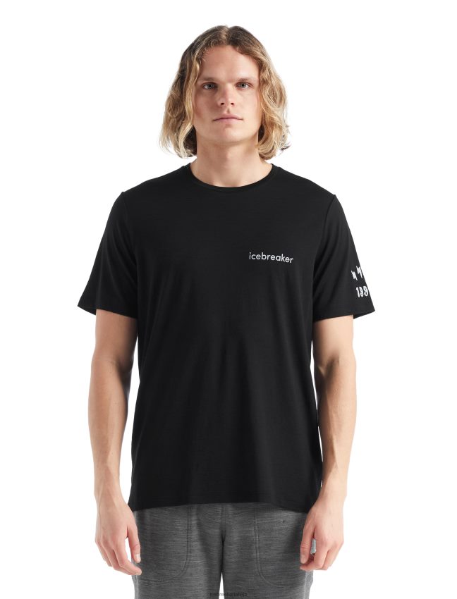 Icebreaker merino tech lite ii t-krekls ar īsām piedurknēm sheeperds cikla klubs vīriešiem melns apģērbs 622ZJ479