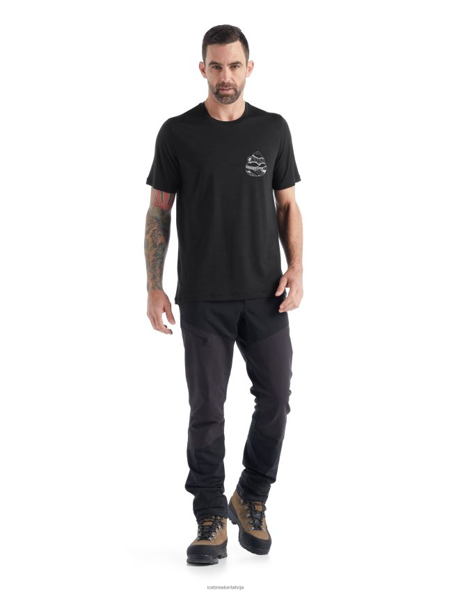 Icebreaker merino tech lite ii t-krekls ar īsām piedurknēm sunrise ridge vīriešiem melns apģērbs 622ZJ482