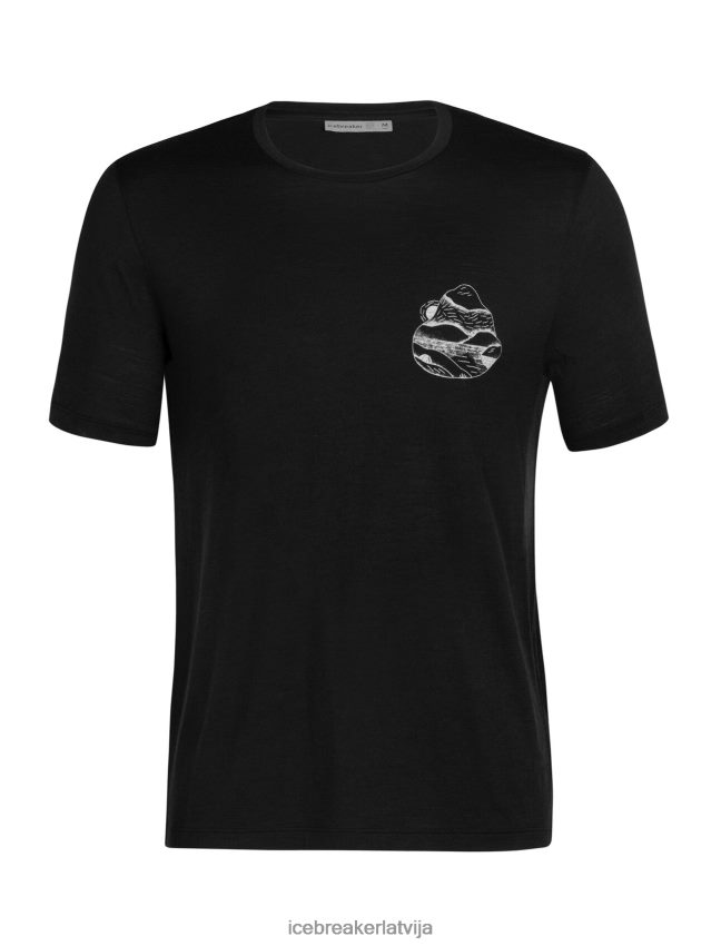 Icebreaker merino tech lite ii t-krekls ar īsām piedurknēm sunrise ridge vīriešiem melns apģērbs 622ZJ482