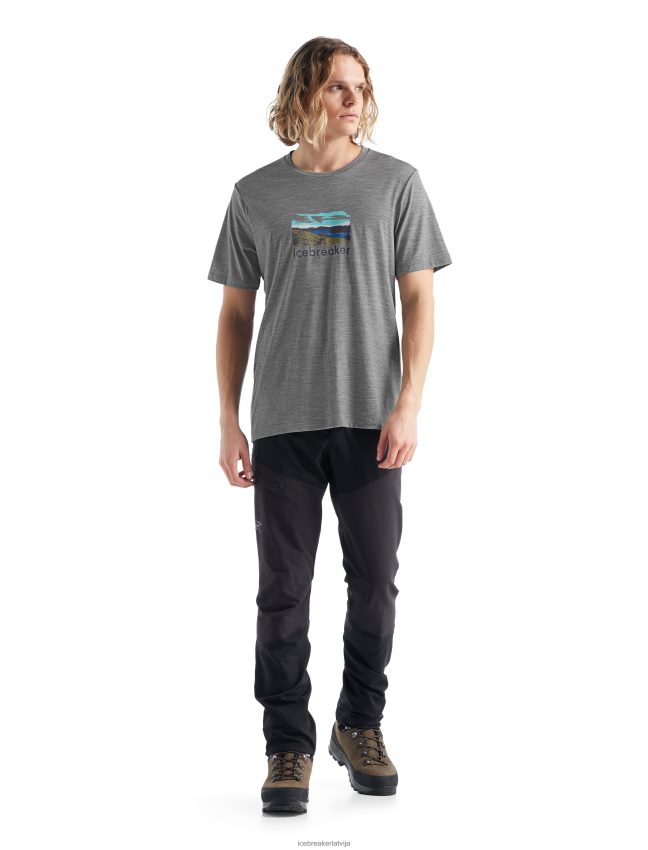Icebreaker merino tech lite ii t-krekls ar īsām piedurknēm trailhead vīriešiem metro virši apģērbs 622ZJ474