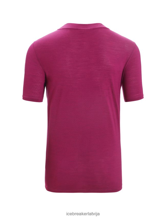 Icebreaker zoneknit merino īsām piedurknēm t-krekls ģeodēzisks vīriešiem geo blue/go berry apģērbs 622ZJ63