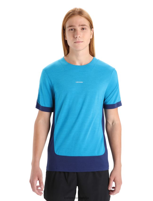 Icebreaker zoneknit merino t-krekls ar īsām piedurknēm vīriešiem ģeogrāfiski zilā/karaliskā flote apģērbs 622ZJ71