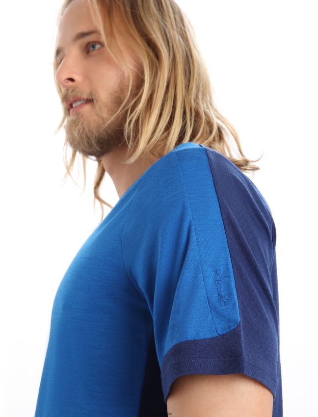Icebreaker zoneknit merino t-krekls ar īsām piedurknēm vīriešiem lazurīts/karaliskā flote apģērbs 622ZJ401