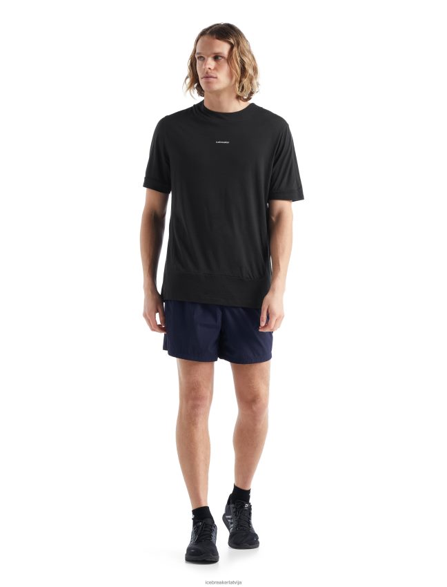 Icebreaker zoneknit merino t-krekls ar īsām piedurknēm vīriešiem melns apģērbs 622ZJ498