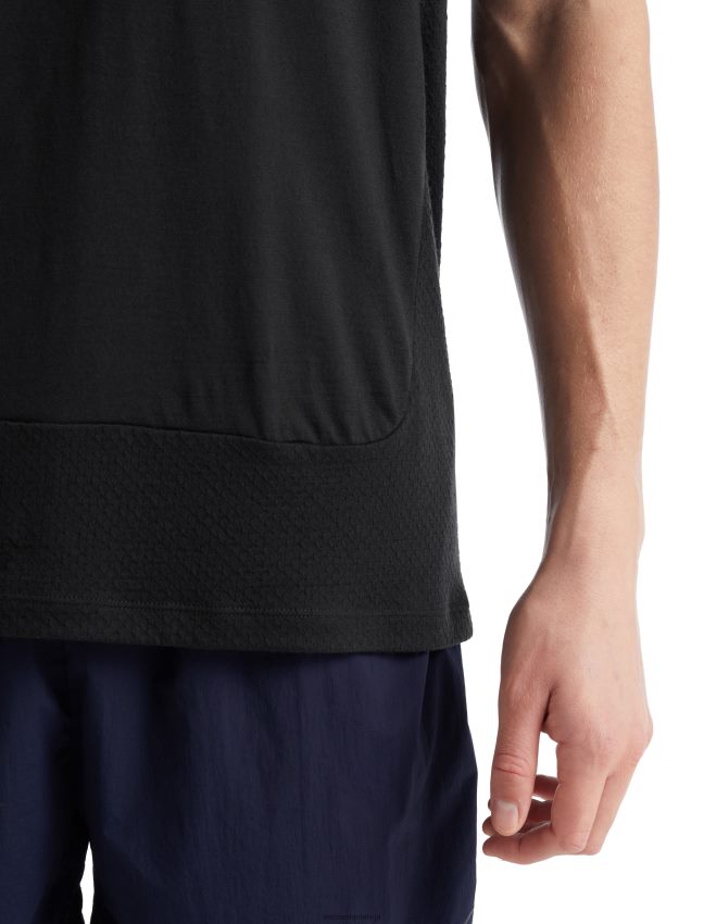 Icebreaker zoneknit merino t-krekls ar īsām piedurknēm vīriešiem melns apģērbs 622ZJ498