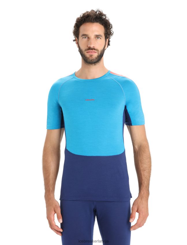 Icebreaker 125 zoneknit merino termo tops ar īsām piedurknēm vīriešiem ģeogrāfiski zilā/karaliskā flote apģērbs 622ZJ171